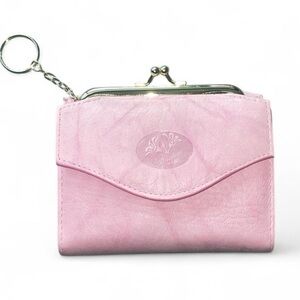 Buxton— pink leather heiress wallet with gold hardware & kisslock coin closure